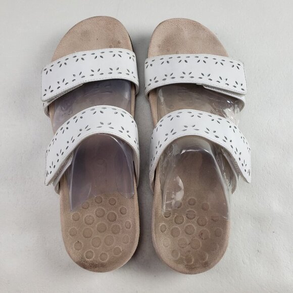 Vionic Randi Strappy Leather Sandal Womens 10 White Slide Adjustable Slip On - Picture 8 of 11